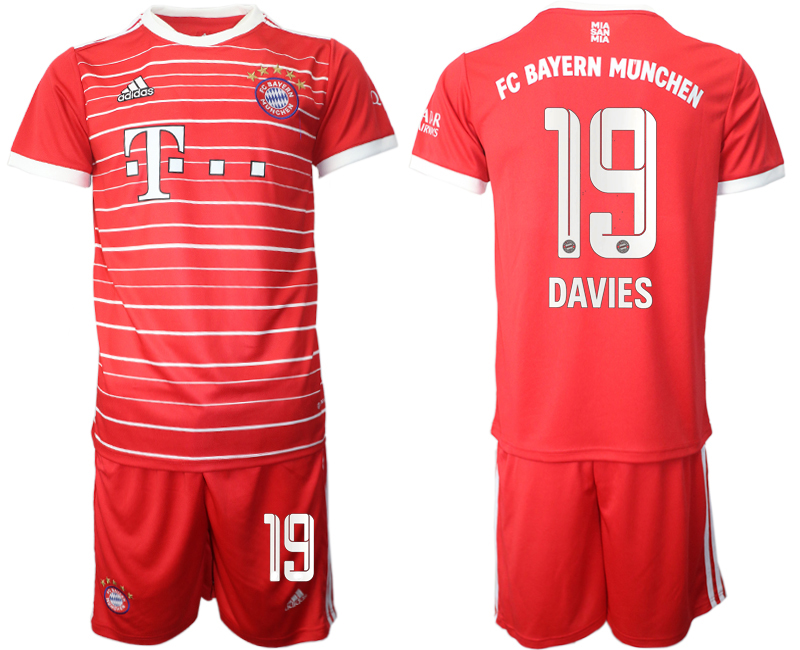 Men 2022-2023 Club Bayern Munich home Red 19 Adidas Soccer Jersey